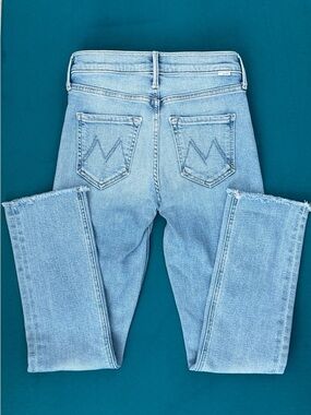 MOTHER Light Blue Duzzler Mid-Rise Ankle Fray Jeans